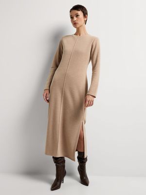 Knit Long Sleeve Column Midi Dress