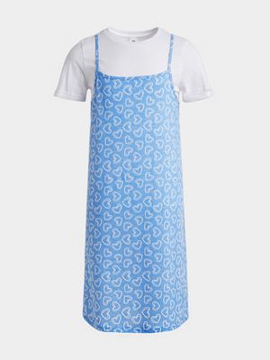 Jet Younger Girls Blue Heart Slip Dress