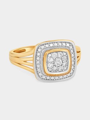 Yellow Gold & Diamond Cushion Press Ring