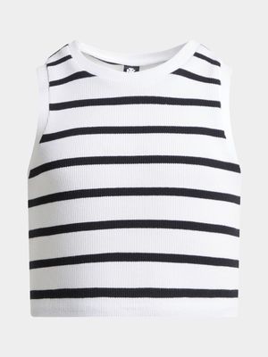 Jet Older Girls Black/White Racerback Tank