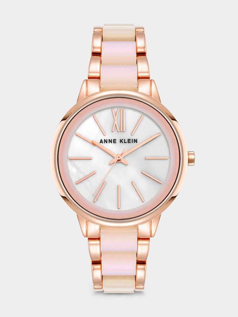 AnneKlein Ladies MOP Rose Plated Watch Bash