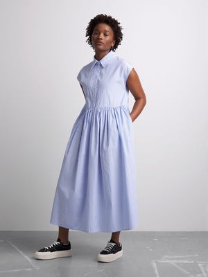 Women's Canvas Full Skirted Shirt Dress