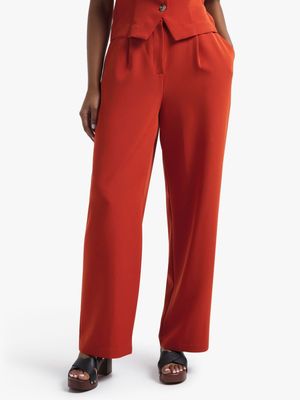 Women's Burnt Orange Wide Leg Suit Pants