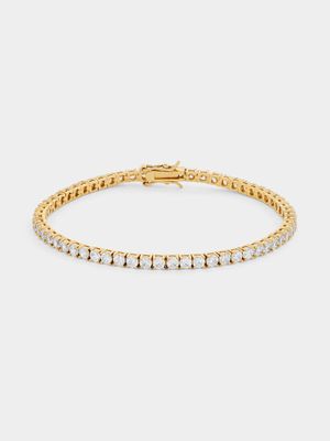 Gold Plated Sterling Silver Cubic Zirconia Tennis Bracelet