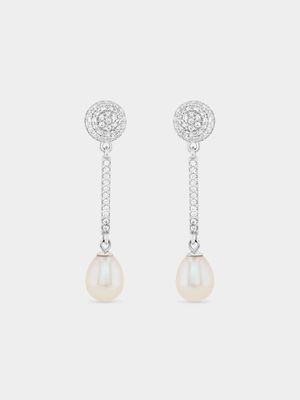 Sterling Silver Women's Pearl Cluster Earrings