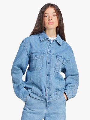 adidas Originals Women's KSENIASCHNAIDER 3-Stripe Light Denim Jacket