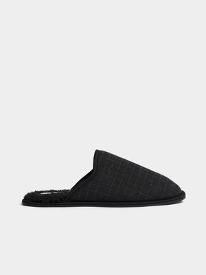 Jet Men's Black Check Mule Slippers