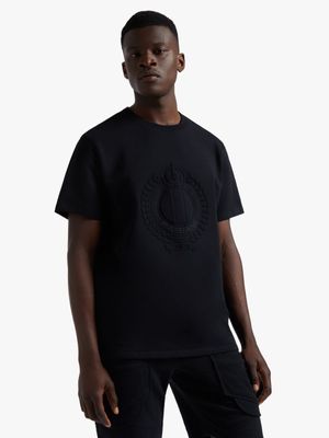 Fabiani Men's Pillow Embossed Crest Off Black T-Shirt