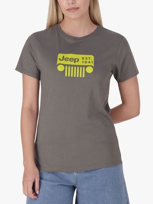 Women's Jeep Olive Green Iconic Grill Core T-Shirt