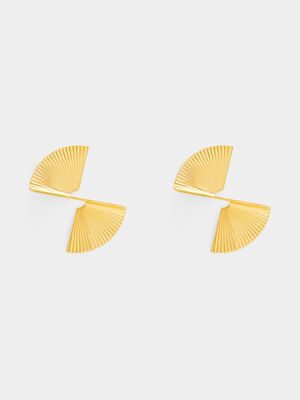 Gold Tone Twisted Fan Statement Studs