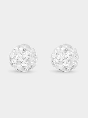 Sterling Silver 6mm Crystal Ball Stud Earrings