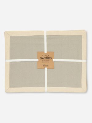 Cotton Border Placemat Grey 4pk 48x35cm