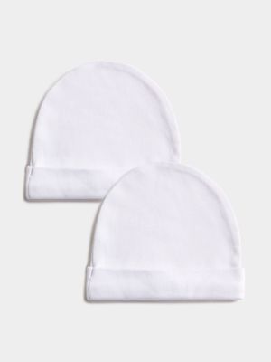 Jet Baby White 2 Pack Beanies