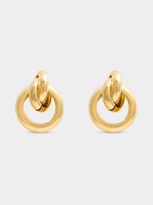 Small Gold Tone Knot Drop Earrings