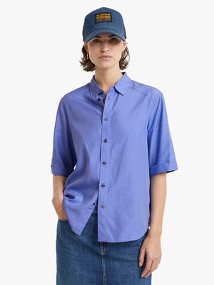 G-Star Women's MIlitary Button Down Purple Shirt