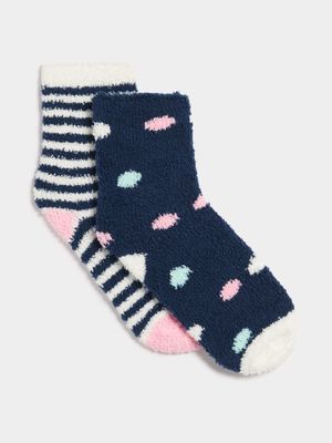 Jet Women's Multicolour 2 Pack Fluffy Socks