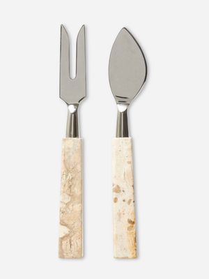 Fossil Marble Cheese Knife Set Beige