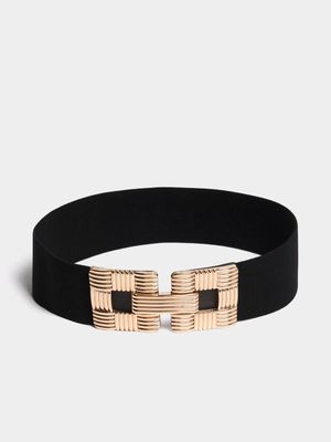 Detailed Square Buckle Elasticated Belt