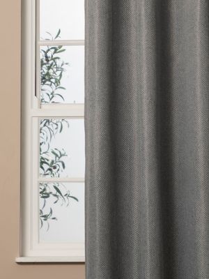 Eyelet Curtain Grid Texture Grey 265x250cm