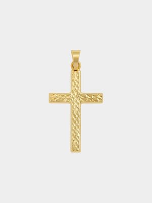 Yellow Gold Diamond Cut Cross Pendant off chain.