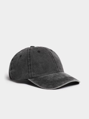 Women's Black Pigment Wash Peak Cap