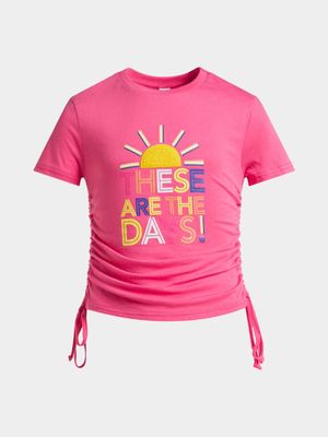 Jet Younger Girls Pink Rouched T-Shirt