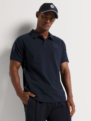 Fabiani Men's Back Branded Tape Navy Polo Golfer