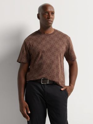 Fabiani Men's Monogram Brown Print T-Shirt