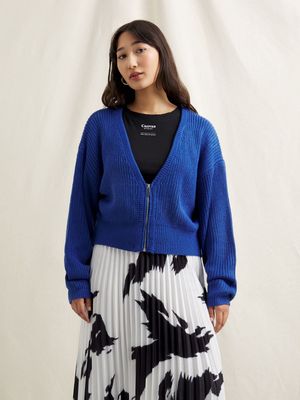 Women's Canvas Zip Detail Cardigan