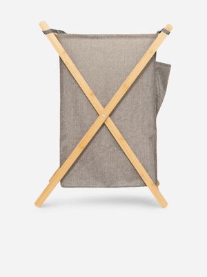 Bamboo Frame Foldable Laundry Basket Grey