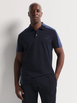 Fabiani Men's 2 Tone Navy Panel Polo Golfer