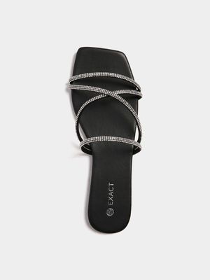 Women's Black Diamante Strappy Sandals