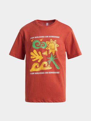 Younger Boy's Coral Graphic Print T-Shirt