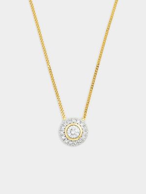 Yellow Gold 0.2ct Lab Grown Diamond Solitaire Floating Halo Pendant