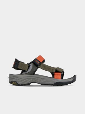 Junior Grade School Hi-Tec Ula Raft Olive/Orange/Grey Sandals