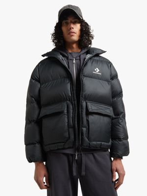 Converse Men's Patch Pocket Black Puffer Jacket