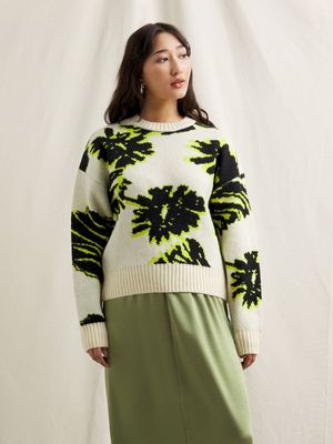 Women's Canvas Crew Neck Patterned Jumper