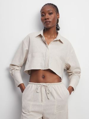 Women's Natural Boxy Shirt With Double Pockets