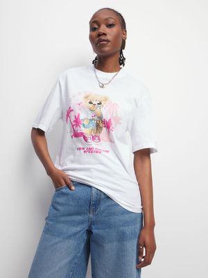 Women's White Coachella Teddy Graphic Top