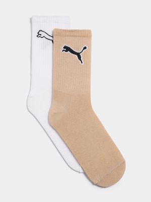 Puma Unisex Cat Logo Crew White/Beige Socks