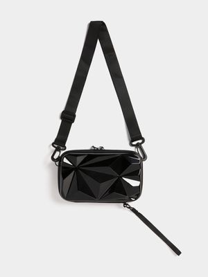 Men's Black Geometric Pouch Bag