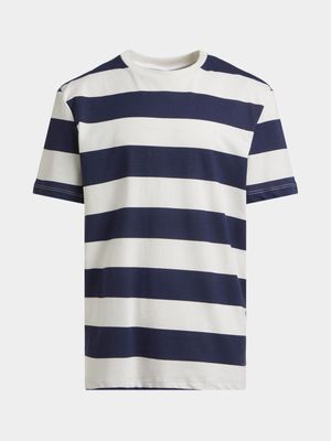 Older Boy's Navy & White Striped T- Shirt