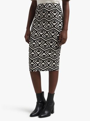 Jet Women's Cream/Black Geo Skirt