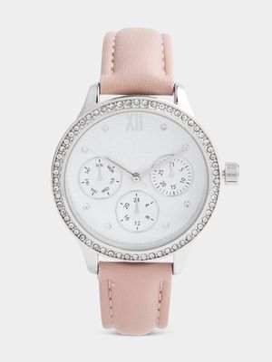 Women's Pink Diamante Watch