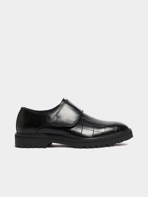 Men's Markham Monk Velcro Strap Black Shoe