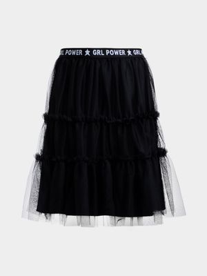 Jet Younger Girls Black Mesh Skirt