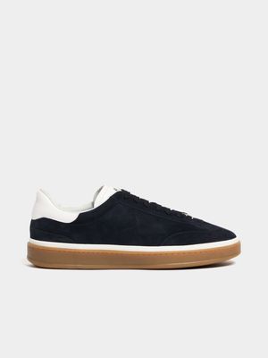 Fabiani Men's Navy Suede Retro Gum Sole Court Sneaker