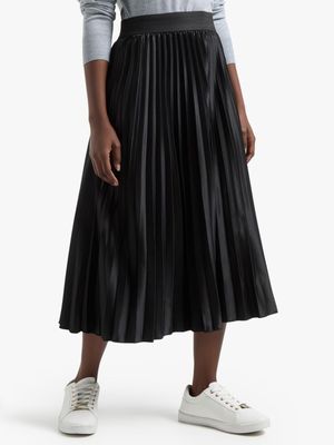 Jet Women's Black Pleated Smart Skirt