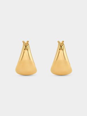 Gold Plated Sterling Silver Tapered Hoop Earrings