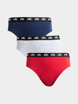 Jet Older Boys Multicolour 3 Pack Elastic Briefs